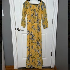Inc Dress Long Sleeve Yellow Floral